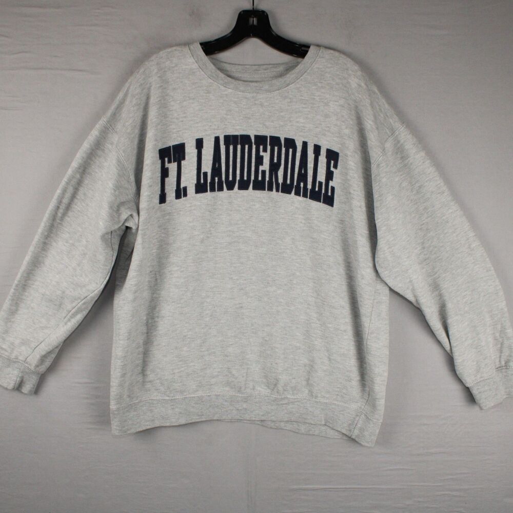 New York Popular Ft Lauderdale Mens Sweatshirt Grey Graphic Size XLarge XL